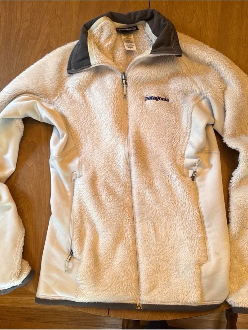 Patagonia Cream Sherpa Jacket with Gray Trim